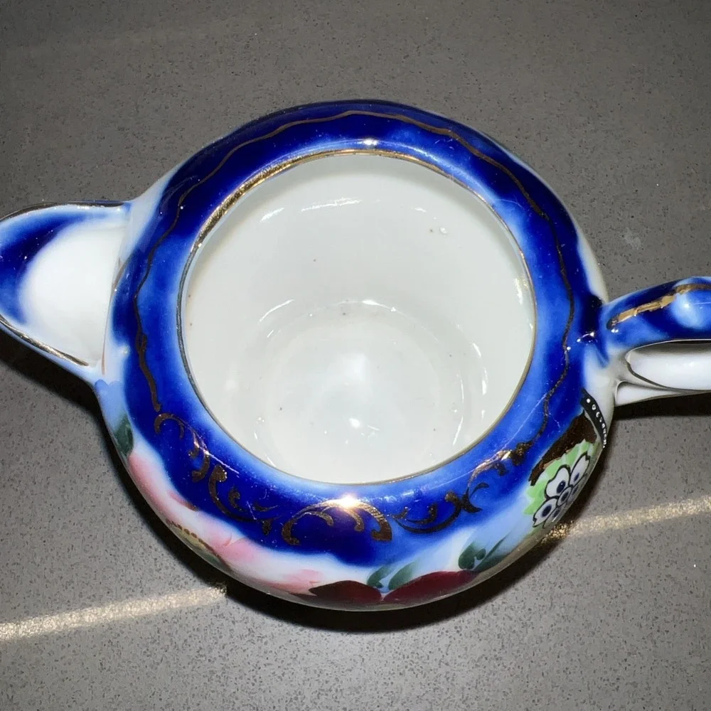 Vintage Hand Painted Floral Design 3 Piece (missing Lids) Tea Set, Made In Japan
